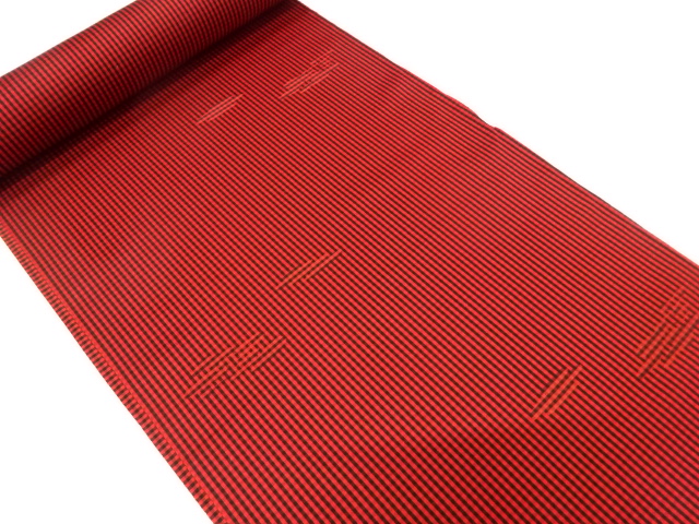 JAPANESE KIMONO / ANTIQUE BOLT FOR COAT / GRID & CLOUDS PATTERN